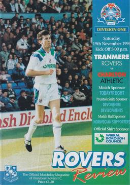 Tranmere Rovers v Charlton Athletic Match Programme 1994-11-19